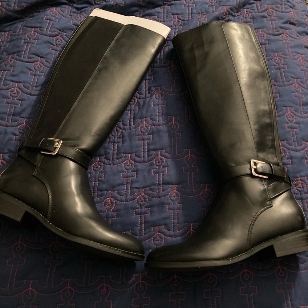 NWT Nine West knee high black leather boots